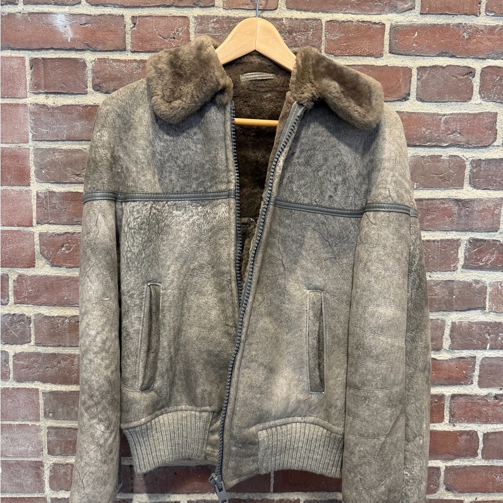 Vintage REAL Shearling Jacket Gray - Size 8 (fits like a small)
